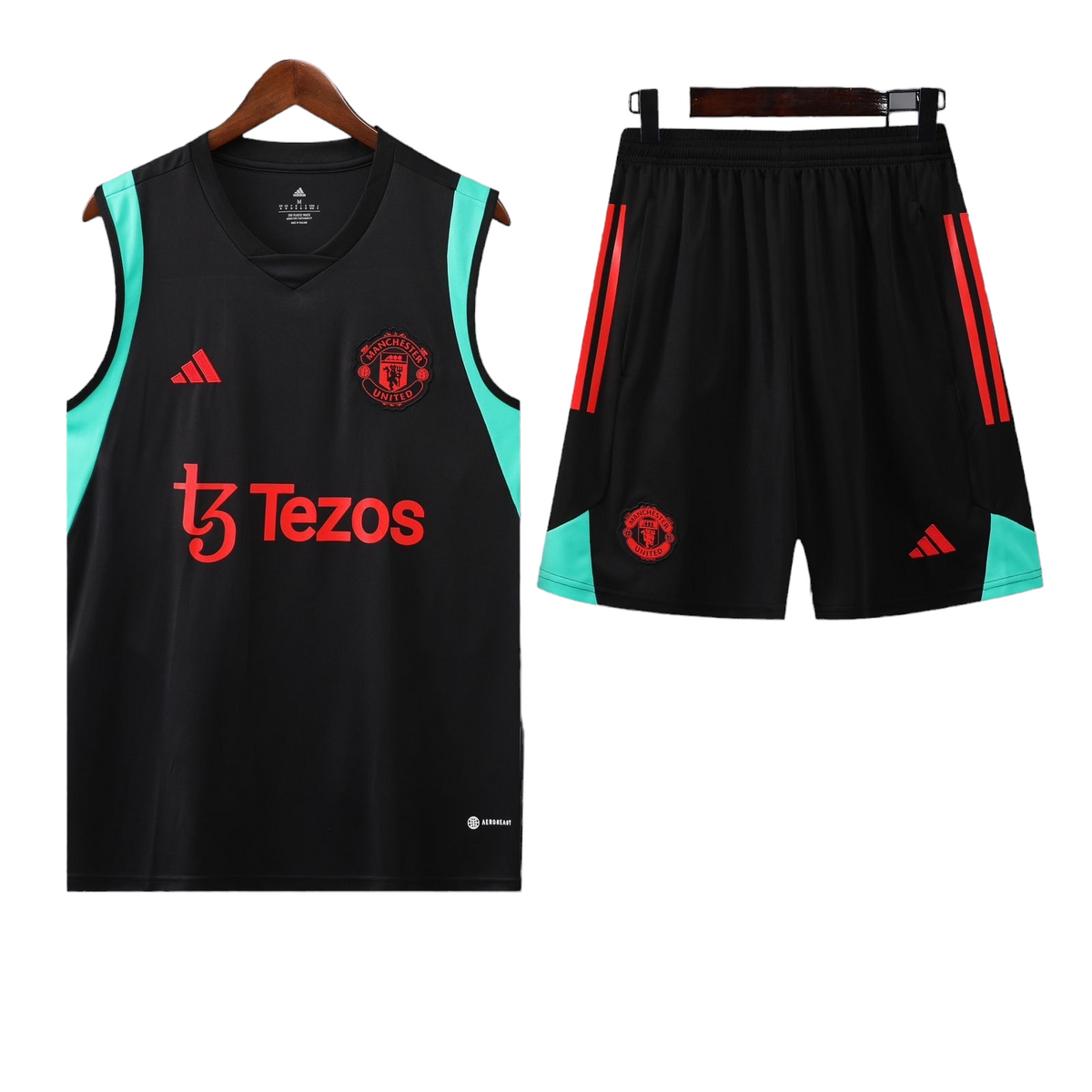 Manchester United Black Sleeveless Training Set 2023 24 Indiansoccermart