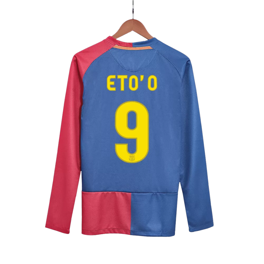 Eto'o 9 - 2008/09 FCB Home Fullsleeves Retro Jersey - Original