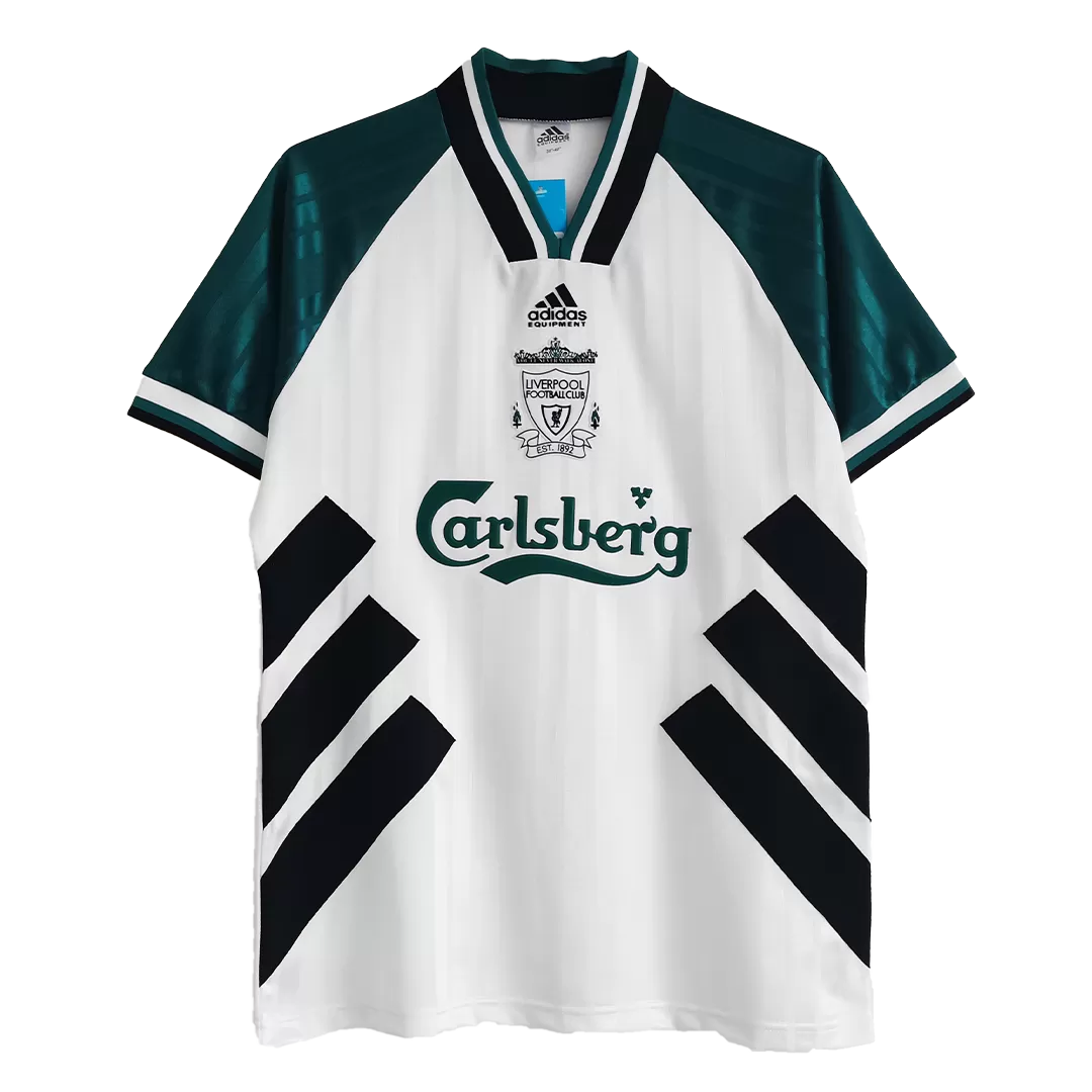 1993 95 Liverpool Away Jersey White Green Retro Indiansoccermart