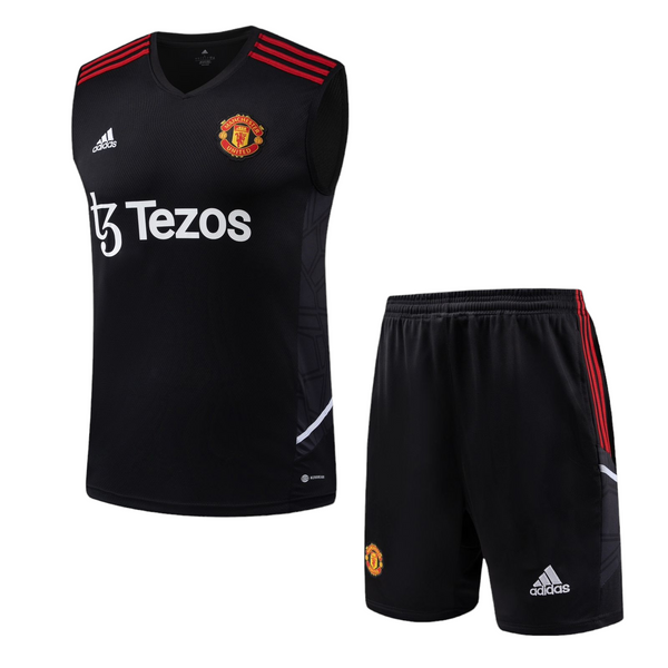 Manchester United Black Sleeveless Training Set 2022/23