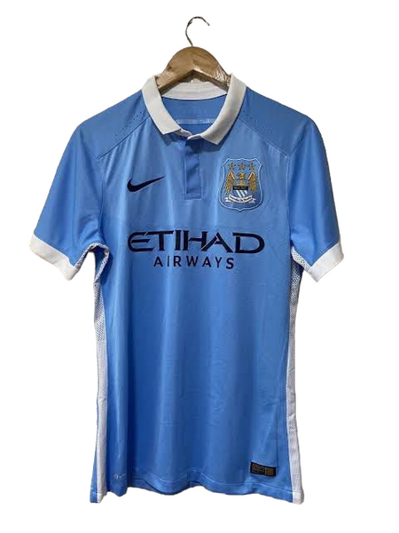 2015 16 Manchester City Home Retro Jersey Authentic