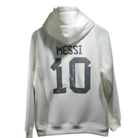 Argentina (Messi 10 printed & Signed) White Hoodie - World Cup 2022