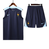 France Home Blue Sleeveless Training Set - Euro 2024