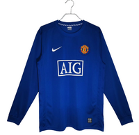 2008/09 Manchester United Away Fullsleeves Blue - Retro Jersey