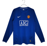 2008/09 Manchester United Away Fullsleeves Blue - Retro Jersey