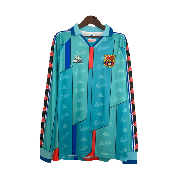 1996/97 FCB Away Retro Kappa Fullsleeves Light Blue Jersey