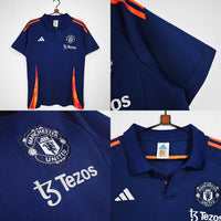 Manchester United Blue Stripes Polo 2024/25 - Master quality (Superior Quality)