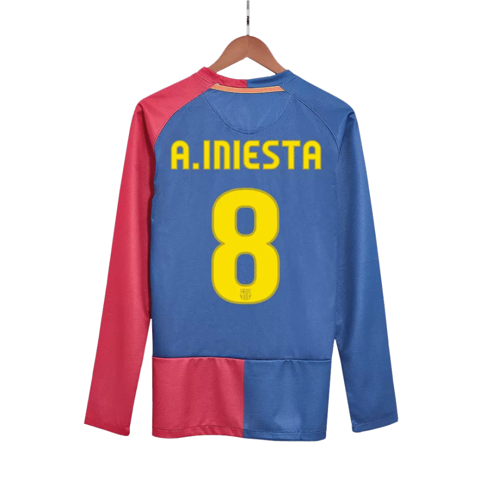 A. Iniesta 8 - 2008/09 FCB Home Fullsleeves Retro Jersey