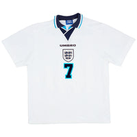 Beckham 7 - 1996 England Home World Cup Jersey - Retro ( Original Quality )