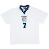 Beckham 7 - 1996 England Home World Cup Jersey - Retro ( Original Quality )
