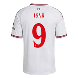 Isak 9 - Liverpool Away White 2026/27 - Player Version Quality (UCL Font)