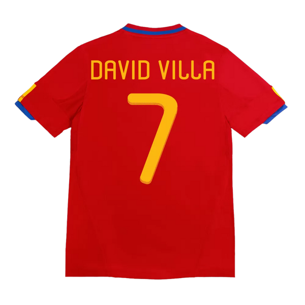 David Villa 7 - 2010 Spain Home Red Jersey - Retro ( Original Quality )