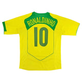 Ronaldinho 10 - 2004 Brazil Home Yellow Jersey - Retro ( Original Quality )