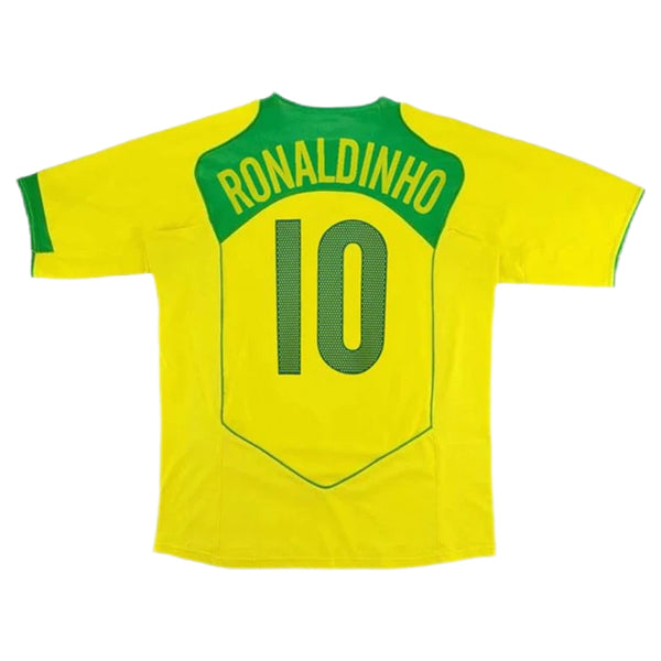 Ronaldinho 10 - 2004 Brazil Home Yellow Jersey - Retro ( Original Quality )
