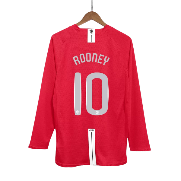 2007-08 Rooney 10 - Manchester United Home Fullsleeves Jersey - Retro