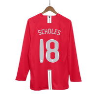 2007-08 Scholes 18 - Manchester United Home Fullsleeves Jersey - Retro