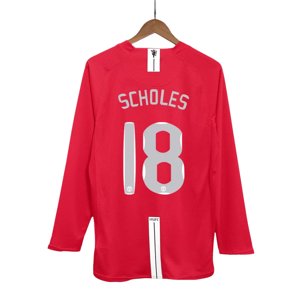 2007-08 Scholes 18 - Manchester United Home Fullsleeves Jersey