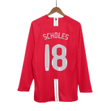 2007-08 Scholes 18 - Manchester United Home Fullsleeves Jersey - Retro