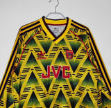 1991/93 Gunners Fullsleeves Yellow Away Jersey - Retro
