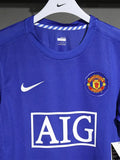 2008/09 Manchester United Away Fullsleeves Blue - Retro Jersey