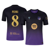 Pedri 8 - FCB Away Player Black/Purple 2026/27 - Player Version Quality (UCL Font)