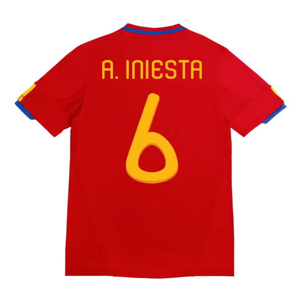 A. Iniesta 6 - 2010 Spain Home Red Jersey - Retro ( Original Quality )