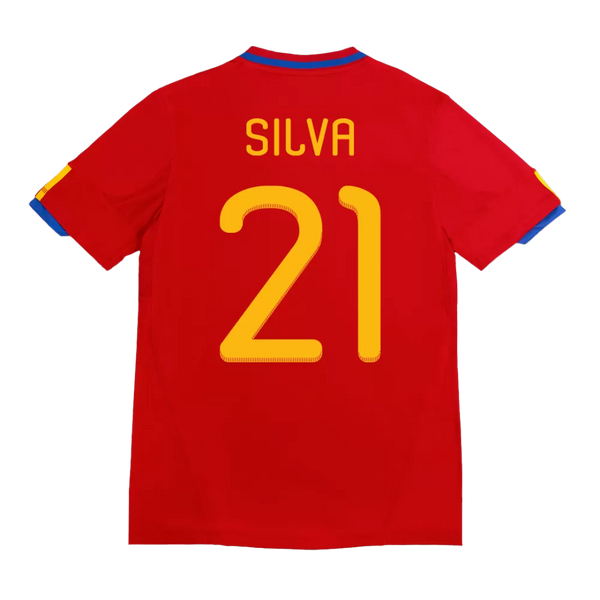 Silva 21 - 2010 Spain Home Red Jersey - Retro ( Original Quality )
