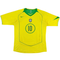 Ronaldinho 10 - 2004 Brazil Home Yellow Jersey - Retro ( Original Quality )
