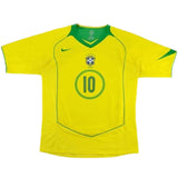 Ronaldinho 10 - 2004 Brazil Home Yellow Jersey - Retro ( Original Quality )